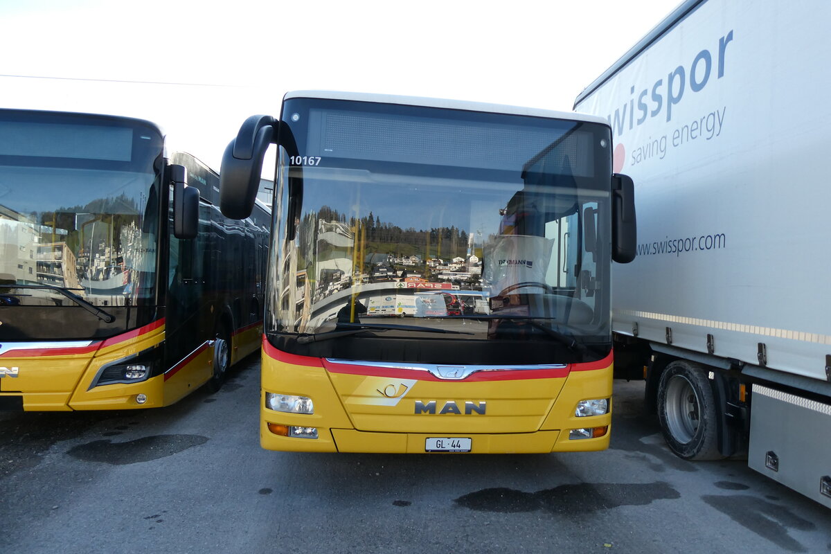 (283'104) - Niederer, Filzbach - Nr. 31/GL 44/PID 10'167 - MAN (ex Schwizer, Goldach; ex Casutt, Gossau) am 12. Dezember 2025 in Schmerikon, Thomann