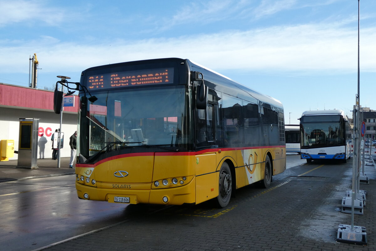 (284'171) - BOTG Amriswil . Nr. 452/TG 118'606/PID 10'097 - Solaris (ex Nr. 22) am 16. Januar 2026 beim Bahnhof Amriswil