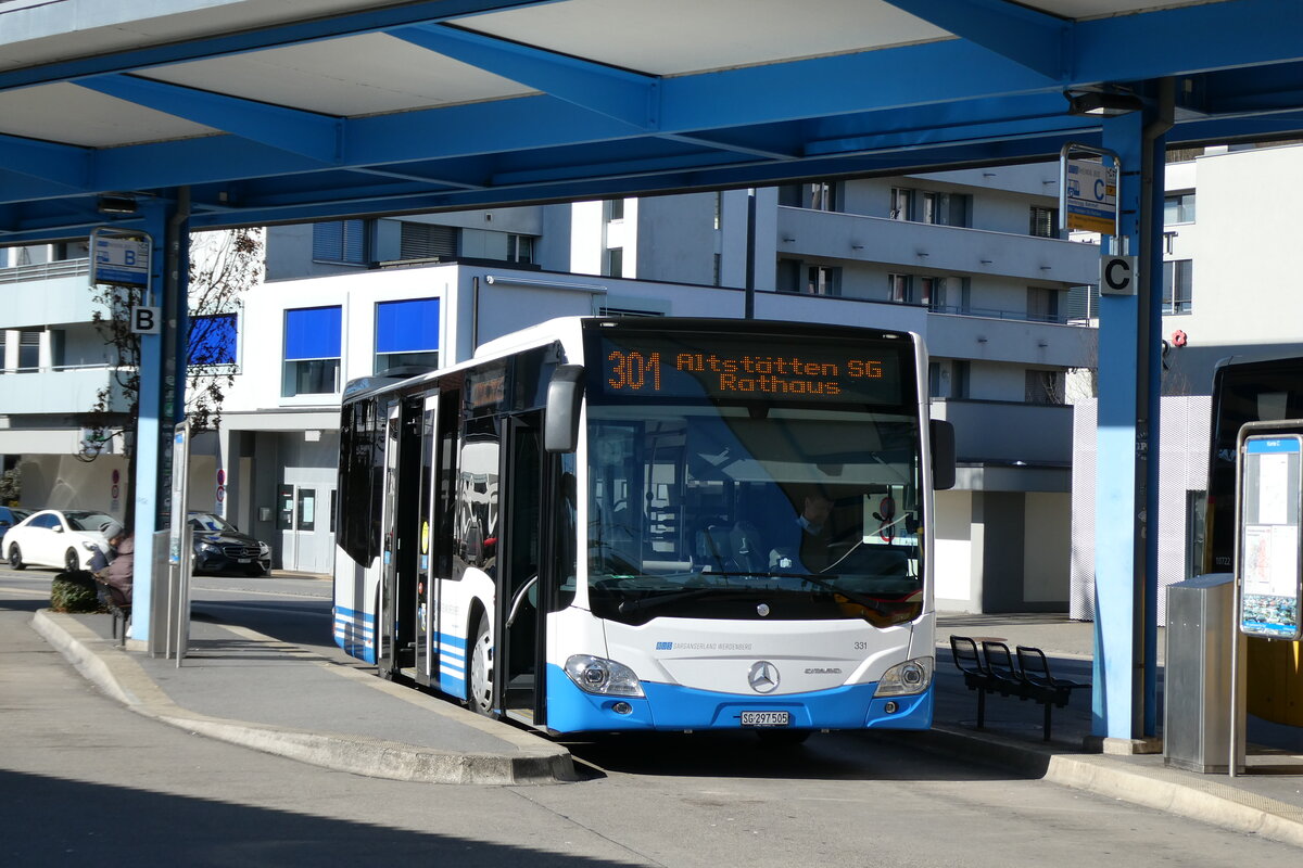 (285'084) - BSW Sargans - Nr. 331/SG 297'505 - Mercedes am 26. Februar 2026 beim Bahnhof Heerbrugg