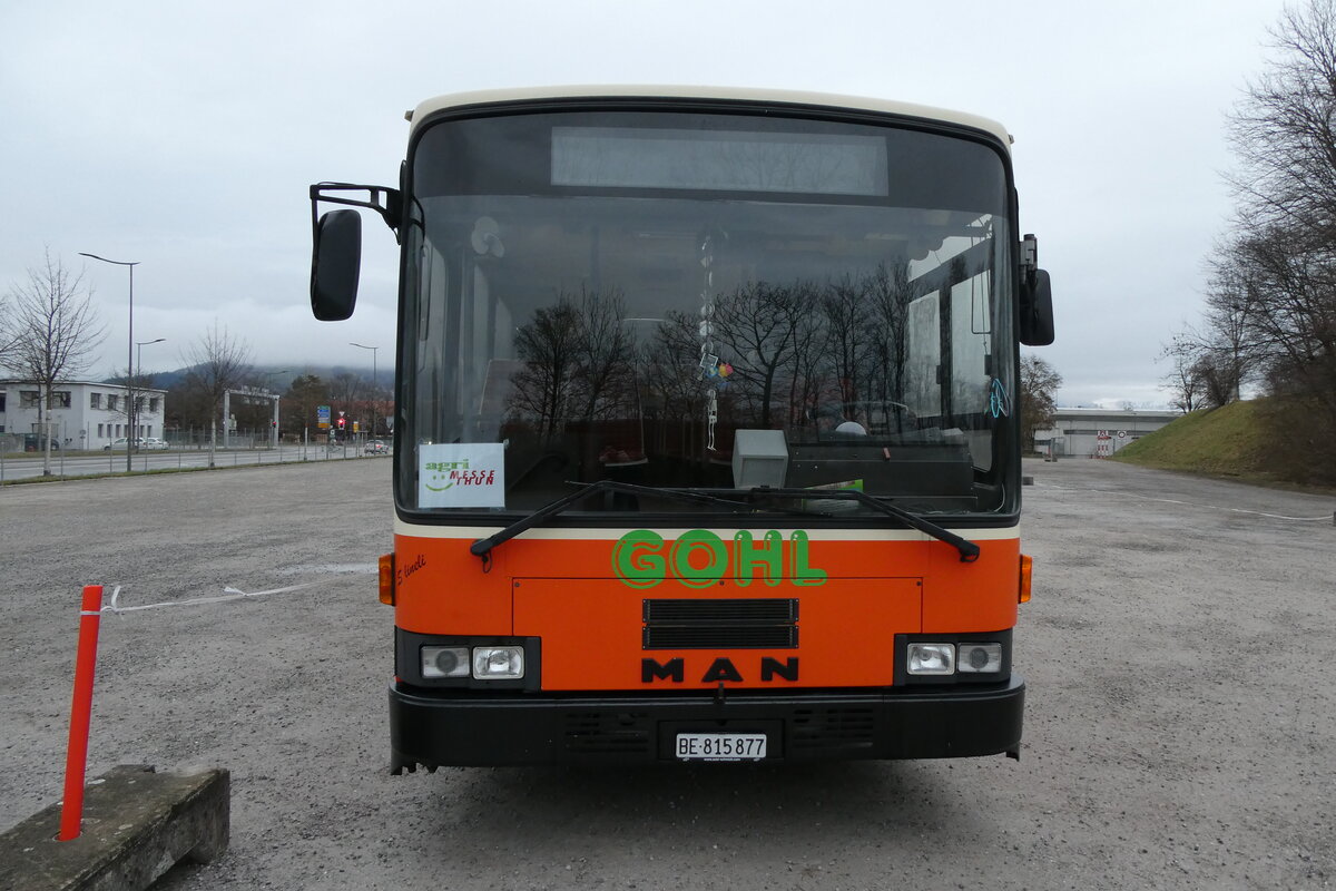 (285'146) - Gohl, Herzogenbuchsee - BE 815'877 - MAN/Lauber (ex AMSA Chiasso Nr. 19; ex Tresch, Amsteg PID 2290) am 1. M�rz 2026 in Thun, Kleine Allmend