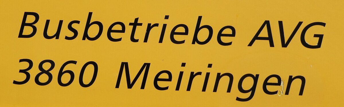 (286'893) - Beschriftung - Busbetriebe AVG 3860 Meiringen - am 9. Mai 2026 in Ibach, Garage AAGS