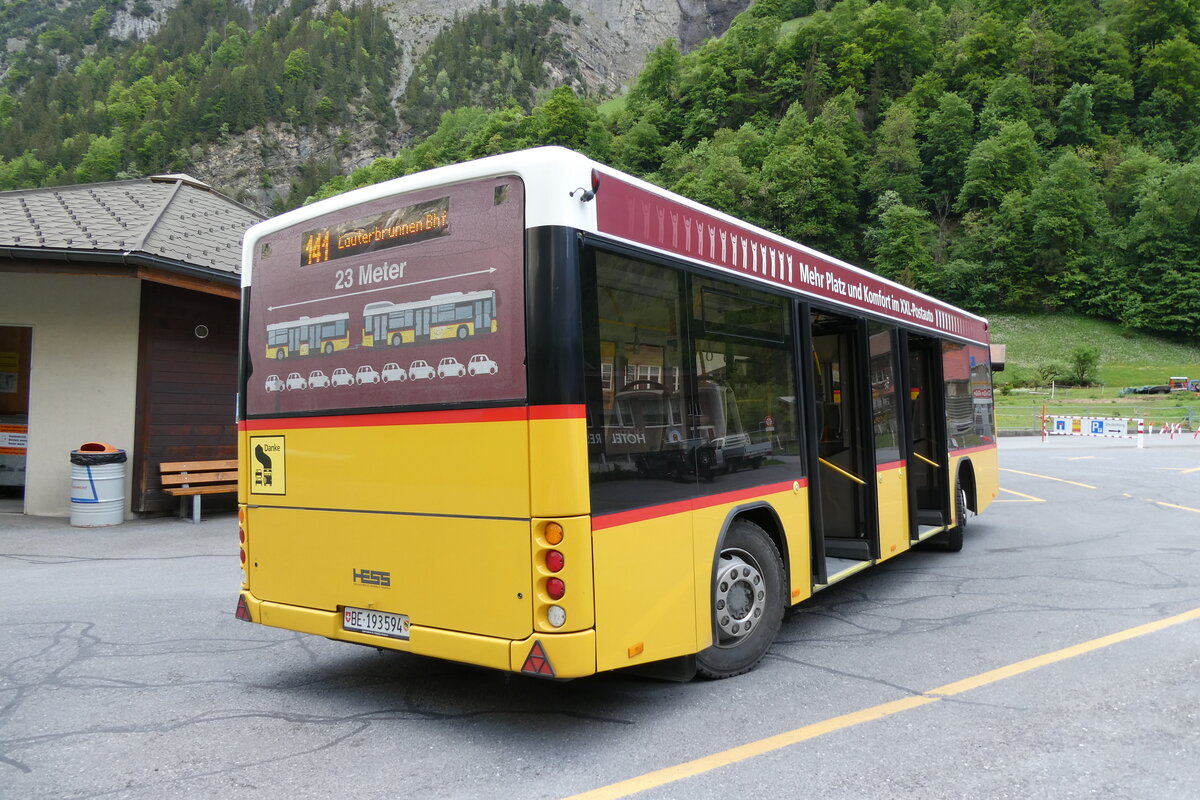 (286'933) - PostAuto Bern - BE 193'594/PID 5501 - Lanz+Marti/Hess Personenanh�nger (ex Klopfstein, Laupen) am 13. Mai 2026 in Stechelberg, Hotel