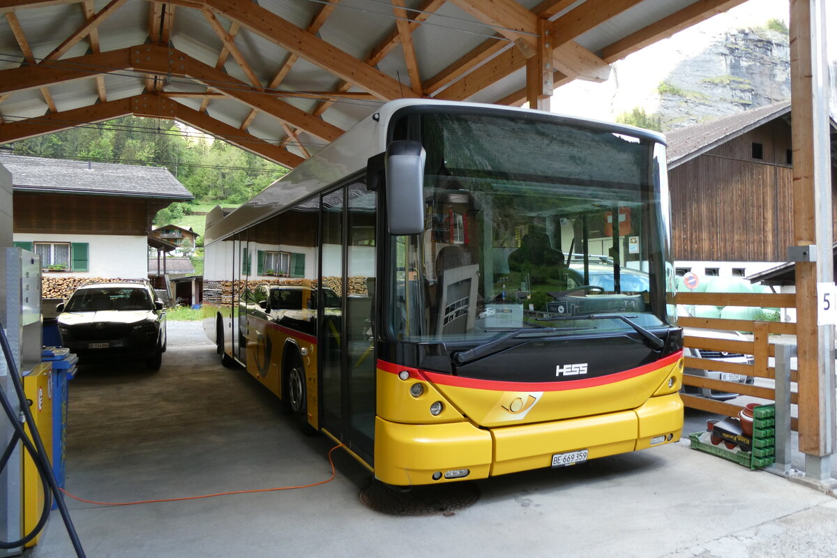 (286'937) - PostAuto Bern - BE 669'359/PID 10'147 - Hess (ex Nr. 6; ex Klopfstein, Laupen Nr. 6) am 13. Mai 2026 in Stechelberg, Garage