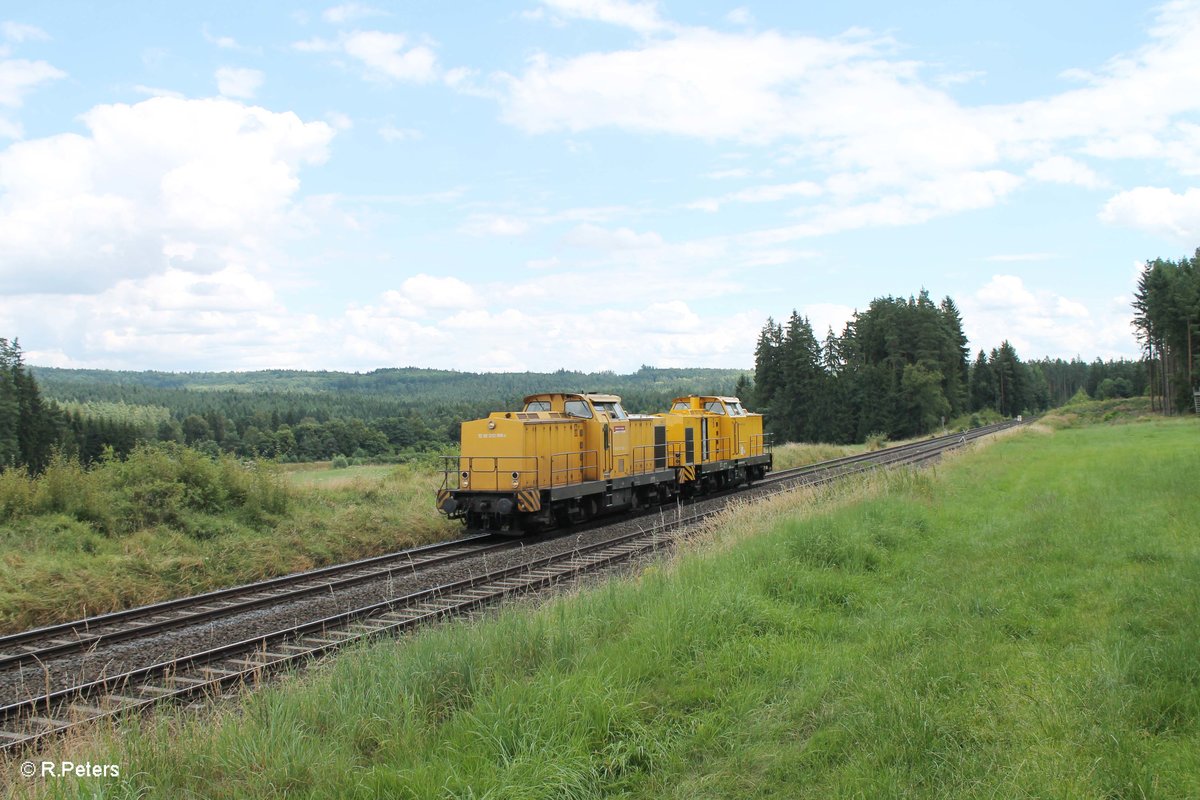 293 008-9 und 293 007-1 auf dem Weg Richtung Hof kurz vor Pechbrunn. 30.07.16