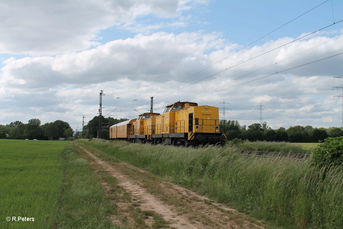 293 010 + 007 und kurzem Bauzug bei der Stromkreistrennstelle Bischofsheim. 19.05.15