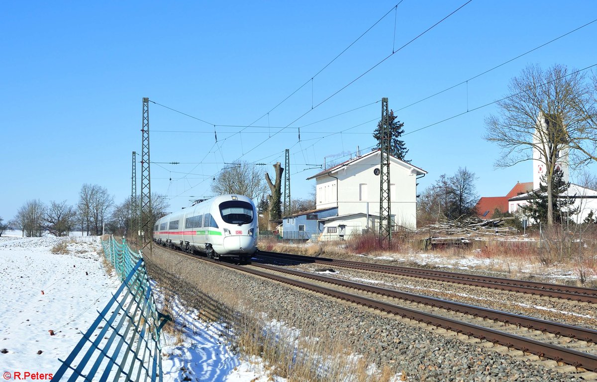 411 056-5  Waren Müritz  als ICE 23 Dortmund - Wien bei Moosham. 13.02.21