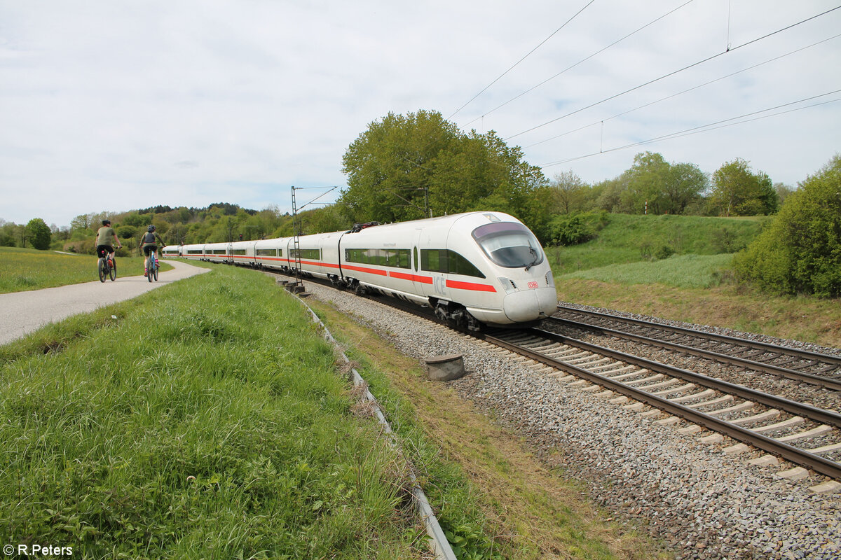 411 555-6  Mühlhausen Thüringen  als ICE 93 Berlin - Wien Berolina bei Pölling. 28.04.24