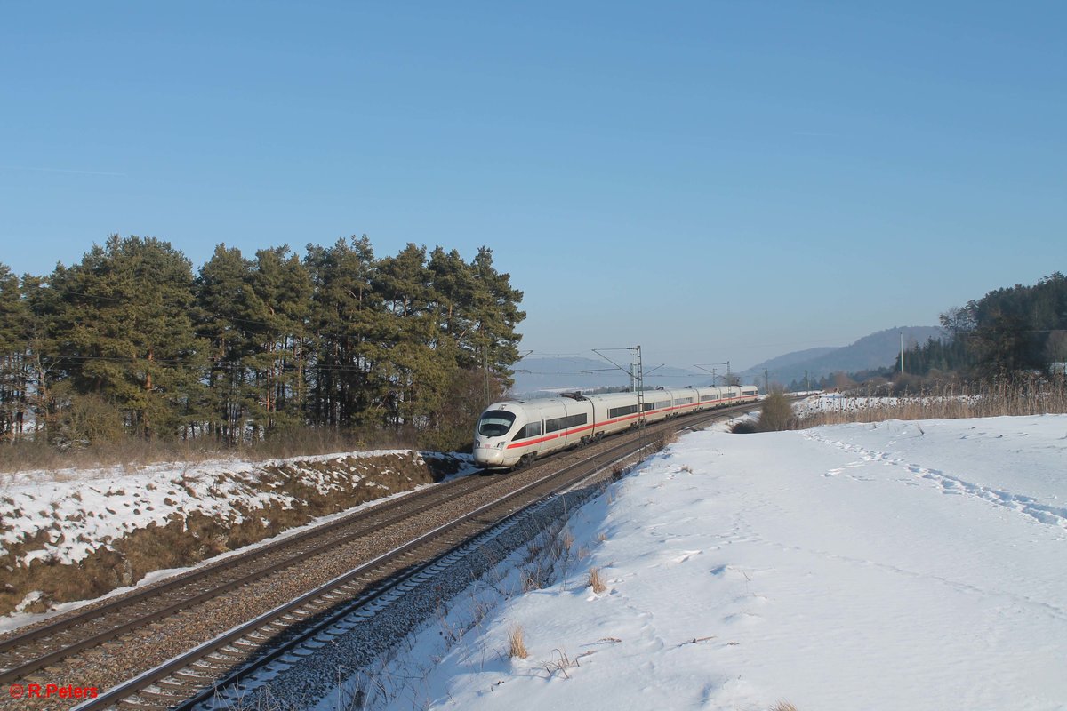 411 577-0 „Rhatenow“ als ICE 28 Wien - Dortmund bei Darshofen. 21.01.17
