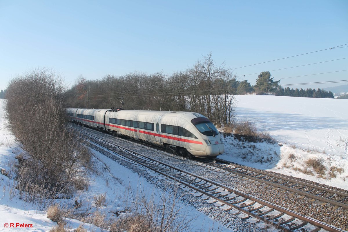 411 577-0 „Rhatenow“ als ICE 28 Wien - Dortmund bei Darshofen. 21.01.17 