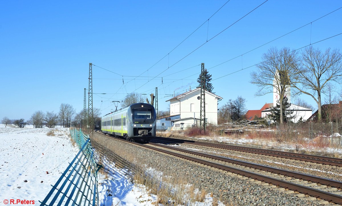 440 916 als RB 51 84191 Neumarkt/Oberpfalz - Plattling bei Moosham. 13.01.21