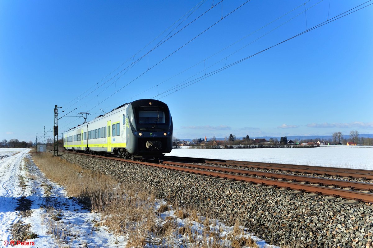 440 916 als RB 51 84199 Neumarkt(Oberpfalz) - Plattling kurz vor Moosham. 13.02.21