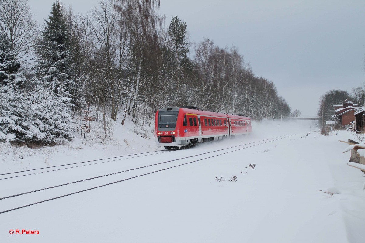 612 166 durchfährt Waldershof als RE5286 Cheb - Nürnberg. 31.01.15