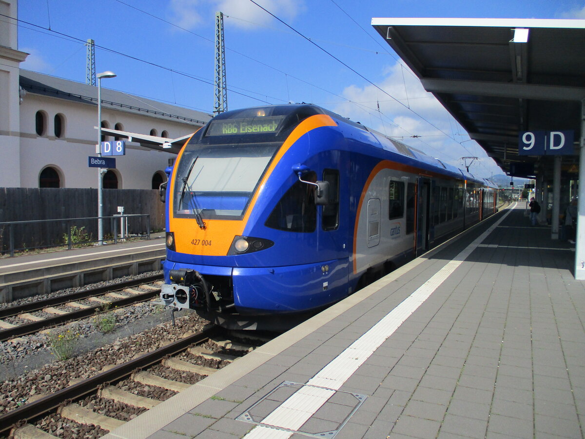 Auch der Bahnhof Bebra hieß,am 02.September 2021,mein Ziel.Hier traff ich den Cantus Flirt 427 004.