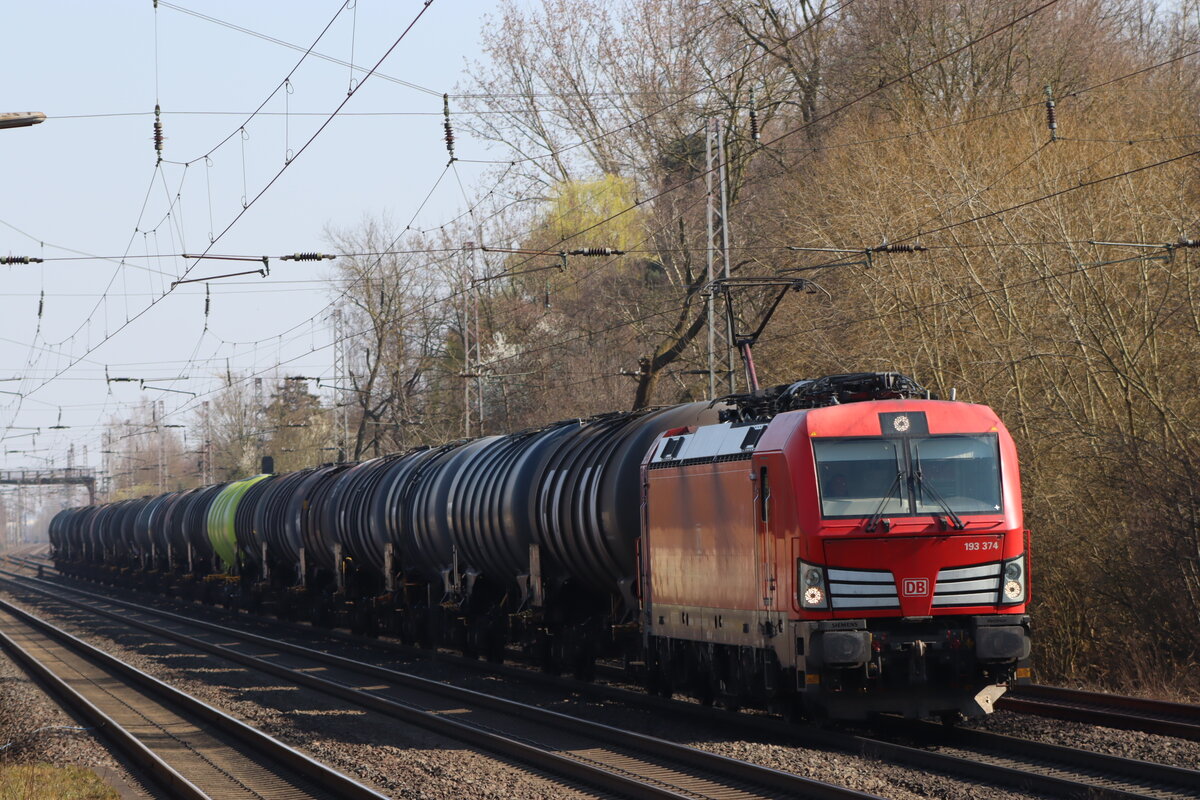BR 193 374 mit einem Kesselzug Richtung Wunstorf in Dedensen Gümmer 22.März.2025