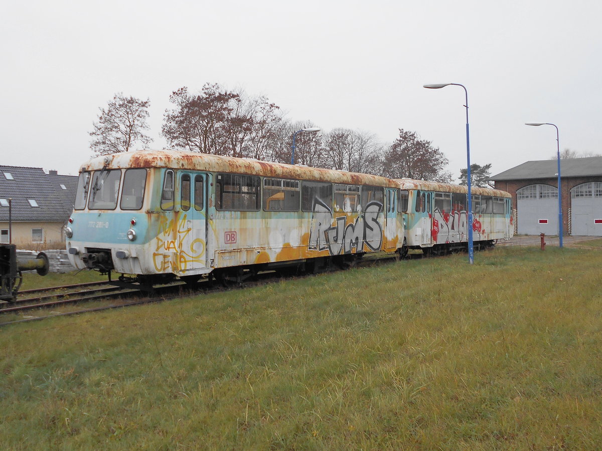 Der ehemalige UBB Erdgasttriebwagen 772 201,am 24.November 2018,in Zinnowitz.