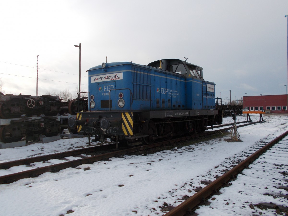 Die an Baltic Port Mukran vermietete EGP V60.08,am 07.Februar 2015,in Mukran.