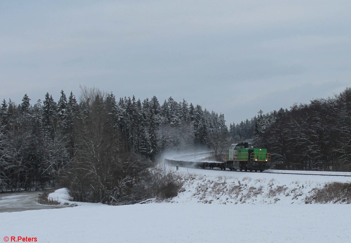 G1700.02 zieht ein leeren Containerzug von Hof nach Wiesau bei Oberteich. 07.01.21