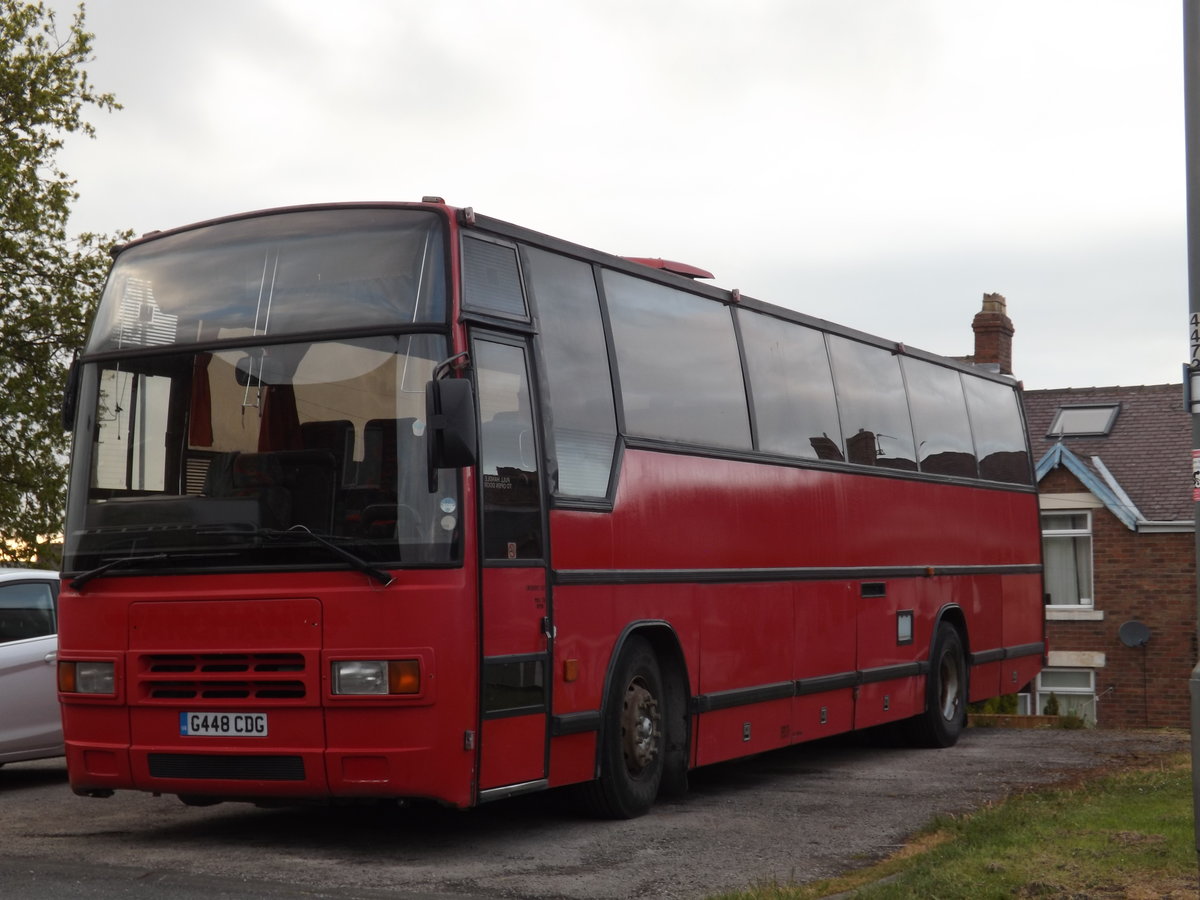G448 CDG
1990 Volvo B10M
Plaxton Paramount C53F
New to Marchant, Cheltenham.

Seen with New Branspeth Jazz Band, New Branspeth, Durham, England on 27th April 2016.