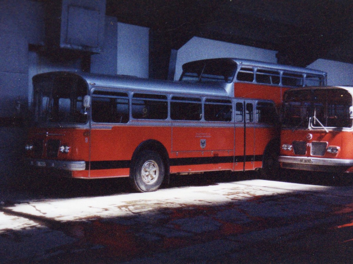 (I 02) - Aus dem Archiv: AFA Adelboden - Nr. 9/BE 19'692 - FBW/Vetter-R&J Anderthalbdecker im Mrz 1988 im Adelboden