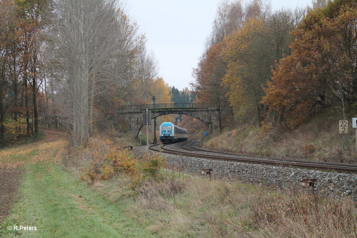 In der Einfahrt von Reuth bei Erbendorf zog 223 064 den verspäteten ALX84106 München - Hof. 09.11.14