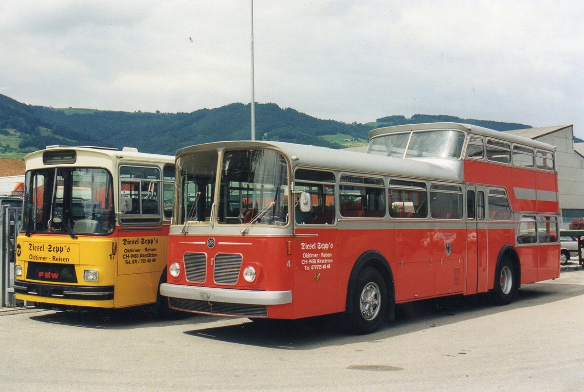 (MD081) - Aus dem Archiv: Wespe, Altsttten - Nr. 4 - FBW/Vetter-R&J Anderthalbdecker (ex AFA Adelboden Nr. 4) um 1999 in Altsttten, NFA