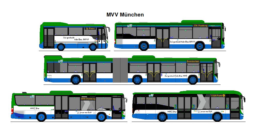 MVV Mnchen - Isuzu Novociti + MAN Lion's City LE + Otokar Kent C19 + Setra S 415 LE Business + Irizar i3 LE