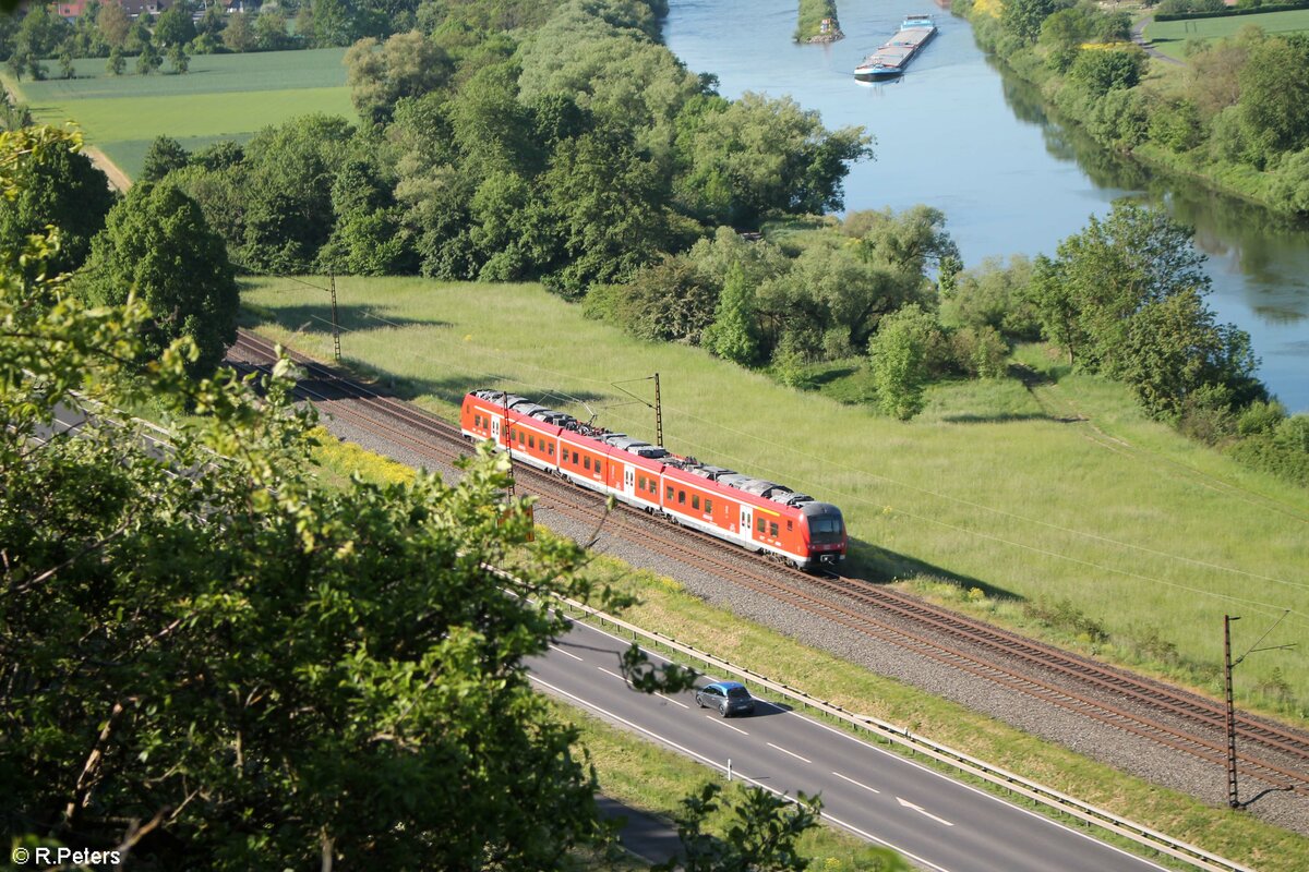 Nachschuss auf 440 303-6 als RB 53 58019 Sterbfritz - Würzburg zwischen Himmelstadt und Karlstadt. 02.06.21