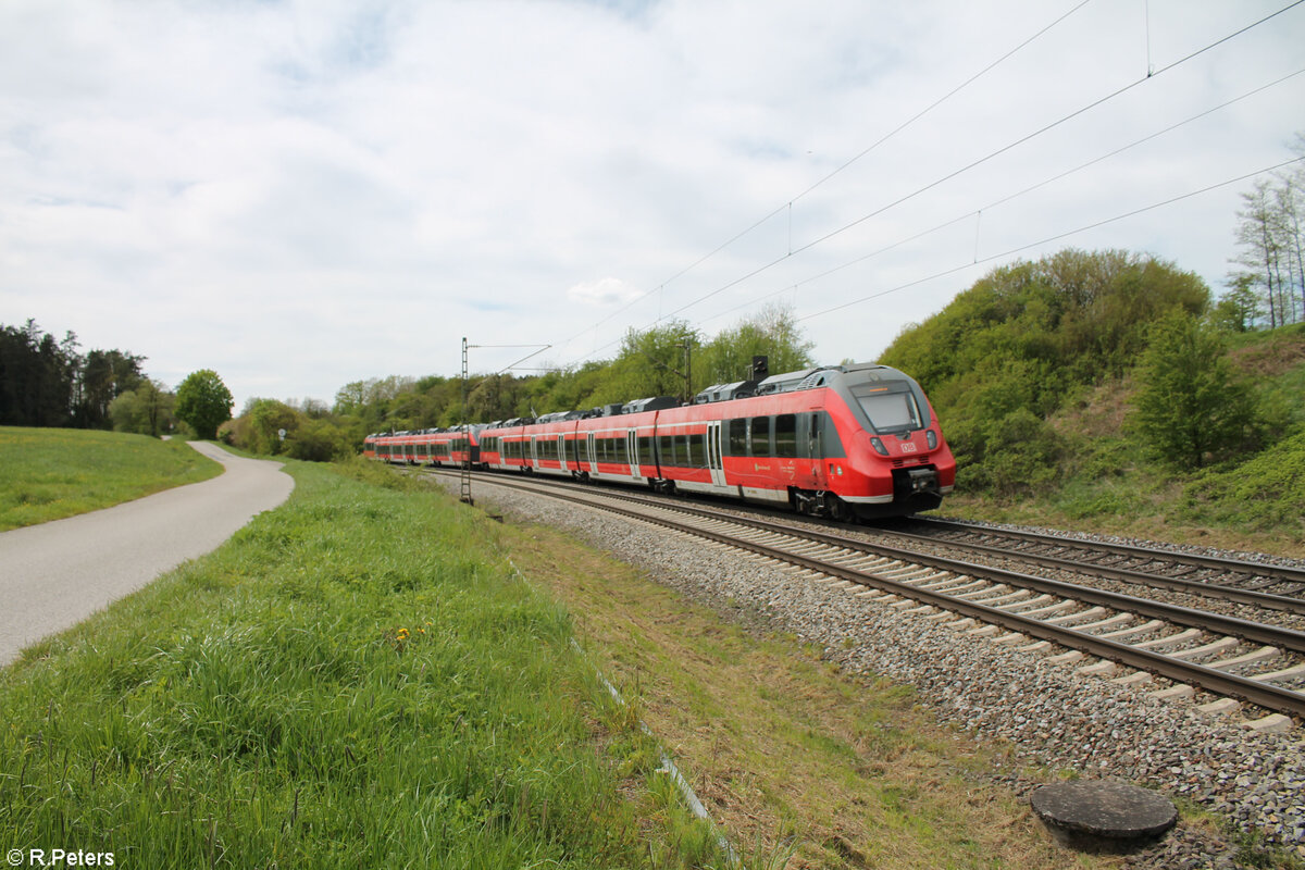 Nachschuss auf 442 234-1 als S1 S39158 bei Pölling. 28.04.24