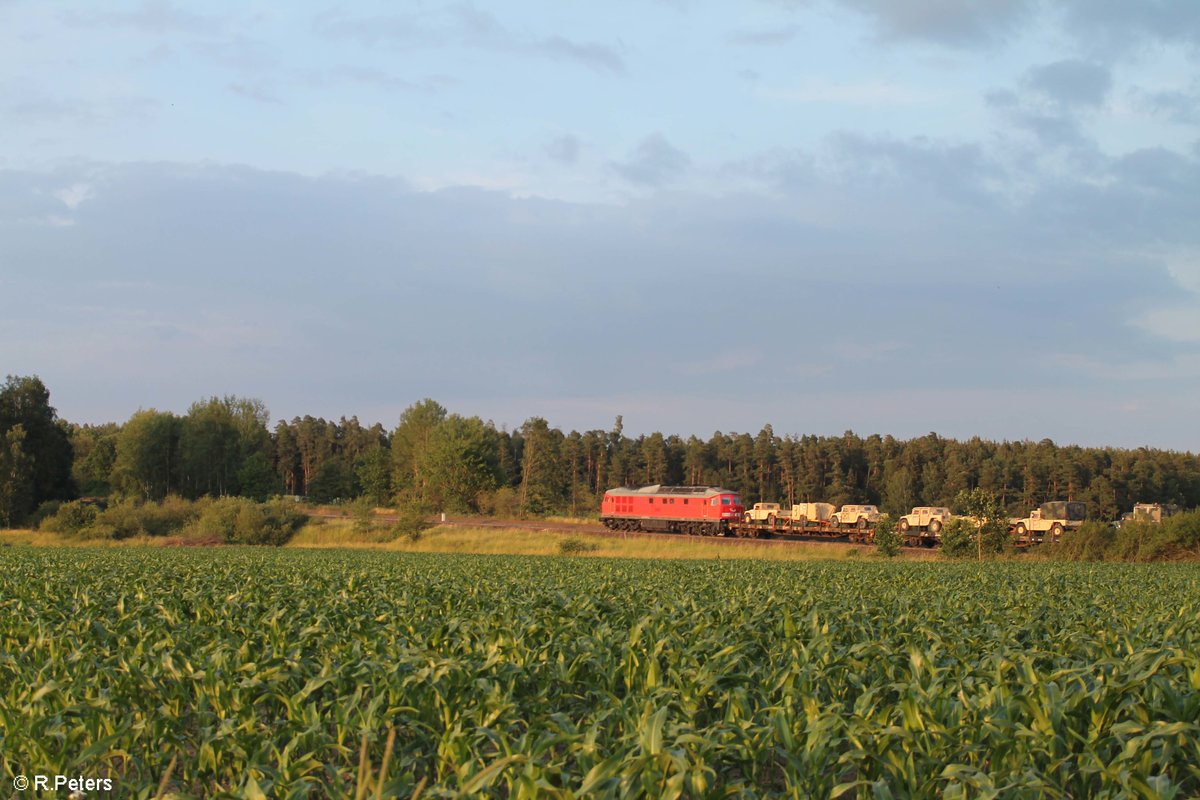 Nachschuss auf eine unbekannte 232/233 mit ihrem MIlitärzug aus Weiden nach Hof kurz nach Wiesau. 15.06.18