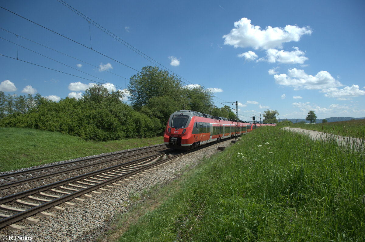 Nachschuss auf den zweiten Triebwagen den 442 736 als S1 39143 Bamberg - Neumarkt/Oberpfalz. 14.05.24