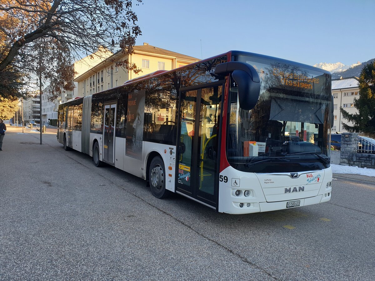 Postauto Wallis - Nr. 59/VS 500'433 - PID 11208 - MAN le 25 Janvier 2022 à Sion, Chanoine Berchtold