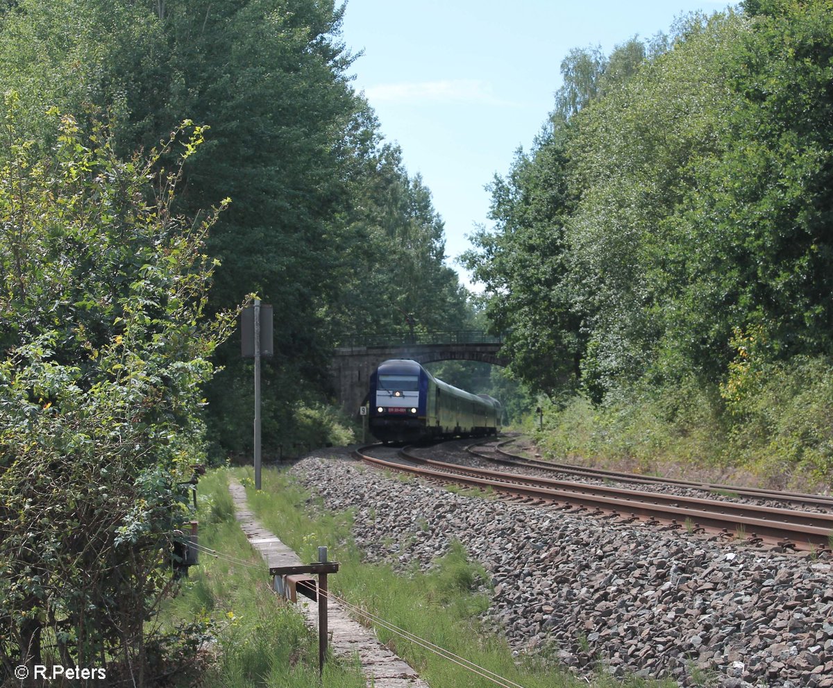 So lange sie noch Stehen sollte man die schnen Natursteinbogenbrcken mit nehmen :P ER20 001 mit dem ALEX nach Hof bei der Einfahrt in Reuth bei Erbendorf. 12.08.18