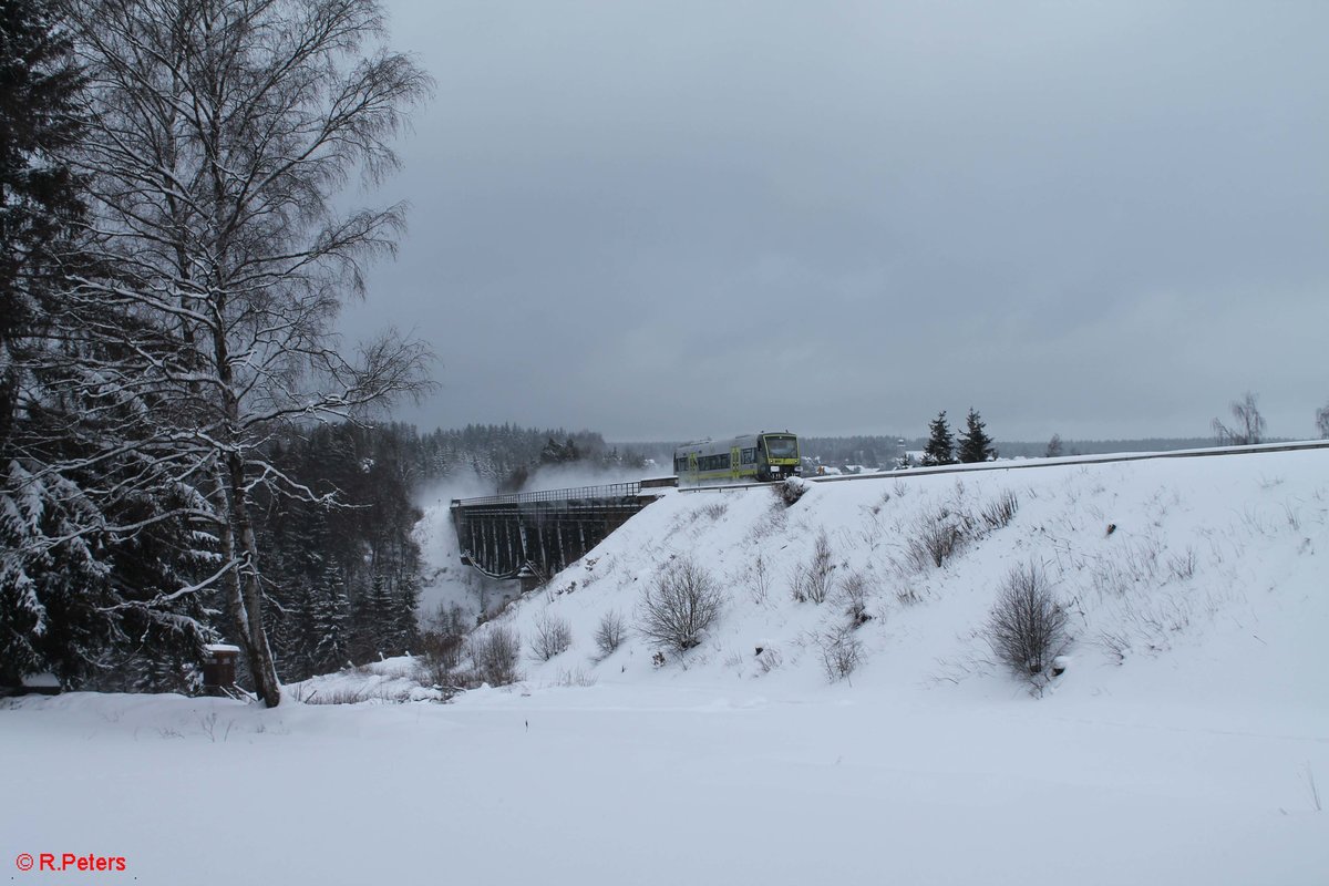 VT 650 737 als ag84552 Marktredwitz - Bad Rodach überquert das Viadukt über die Fichtelnaab bei Neusorg. 15.01.16