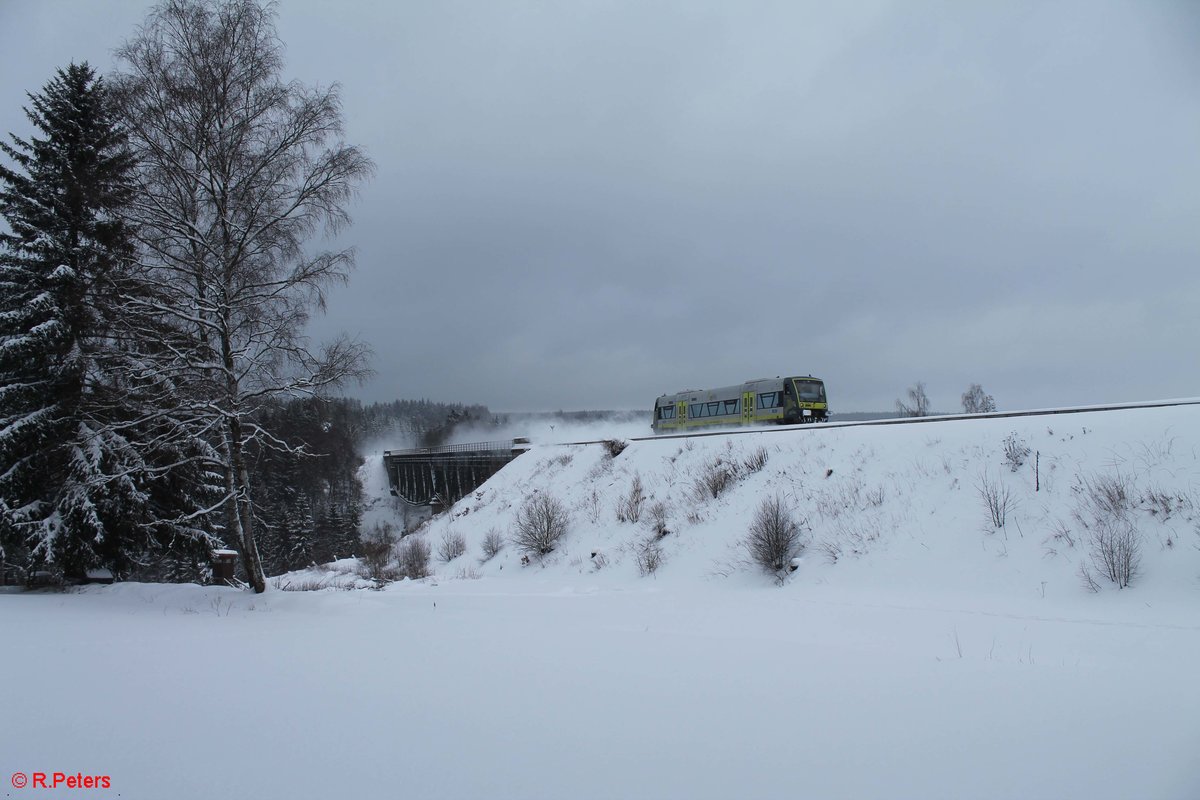 VT 650 737 als ag84552 Marktredwitz - Bad Rodach überquert das Viadukt über die Fichtelnaab bei Neusorg. 15.01.16