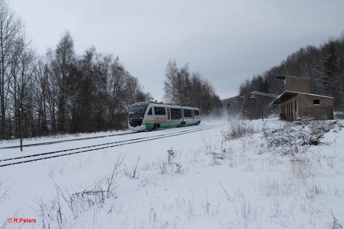 VT20 erreicht Arzberg als OPB 20876 Cheb - Marktredwitz. 31.01.15