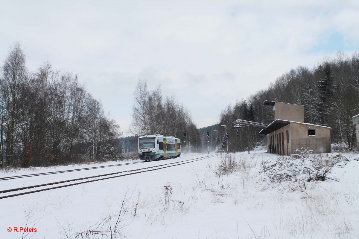 VT66 als OPB20874 Cheb - Marktredwitz bei der Einfahrt in Arzberg. 01.02.15