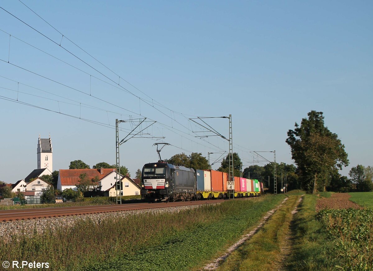 X4E 601 alias 193 601 mit einem Containerzug bei Moosham in Richtung Nürnberg. 25.09.21