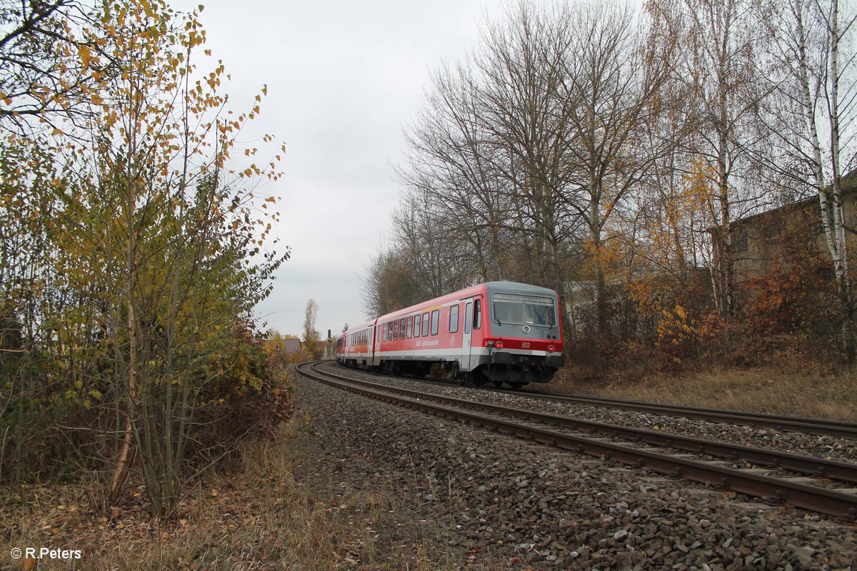 Zwei 628iger der SOB auf der Überführungsfahrt von Chemnitz nach Mühldorf in Wiesau/Oberpfalz. 12.11.16