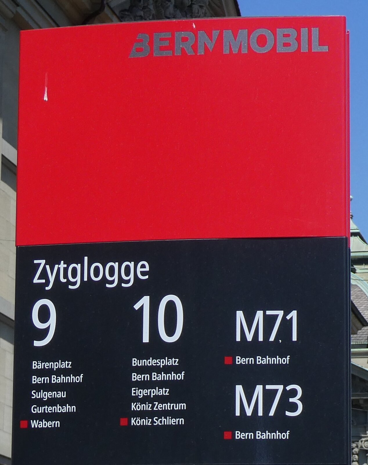 (265'249) - BERNMOBIL-Haltestellenschild - Bern, Zytglogge - am 29. Juli 2024