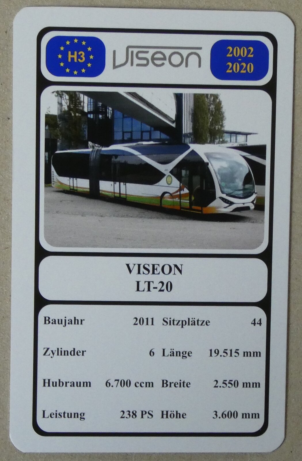 (280'645) - Quartett-Spielkarte mit VISEON LT.20 von 2011 am 22. September 2025 in Thun (280'645) - Quartett-Spielkarte mit VISEON LT.20 von 2011 am 22. September 2025 in Thun