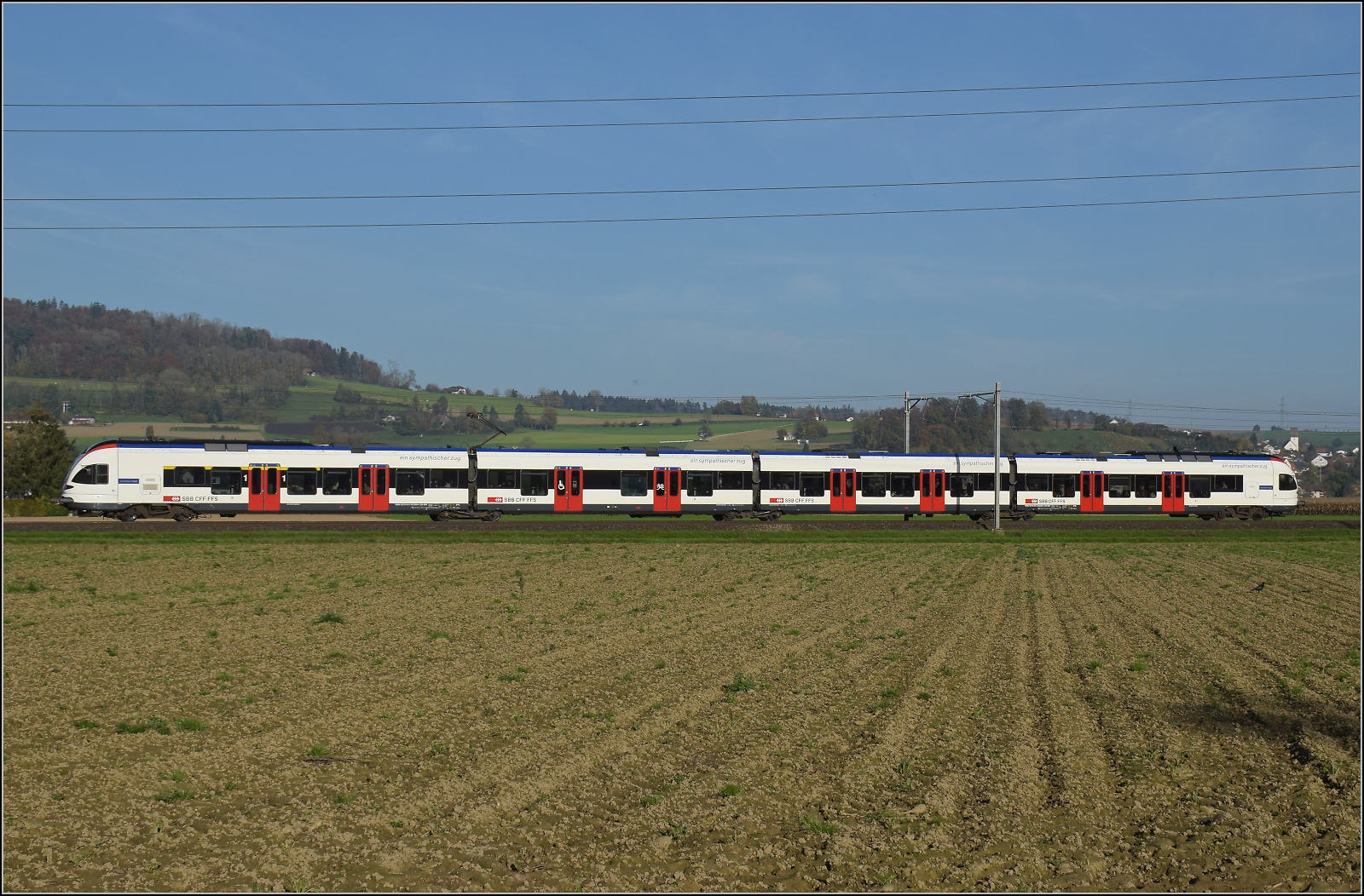 Aargauische Südbahn.

RABe 523 009 bei Hendschiken. November 2024.