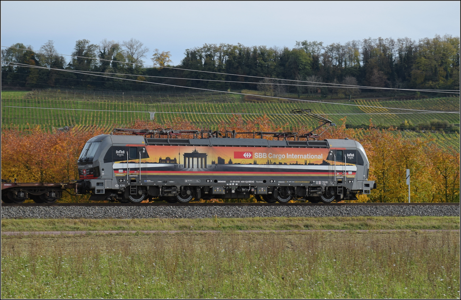 Herbst in Auggen.

193 459 'Bundestag' der SBBCI auf dem Weg in die Schweiz. Oktober 2025.