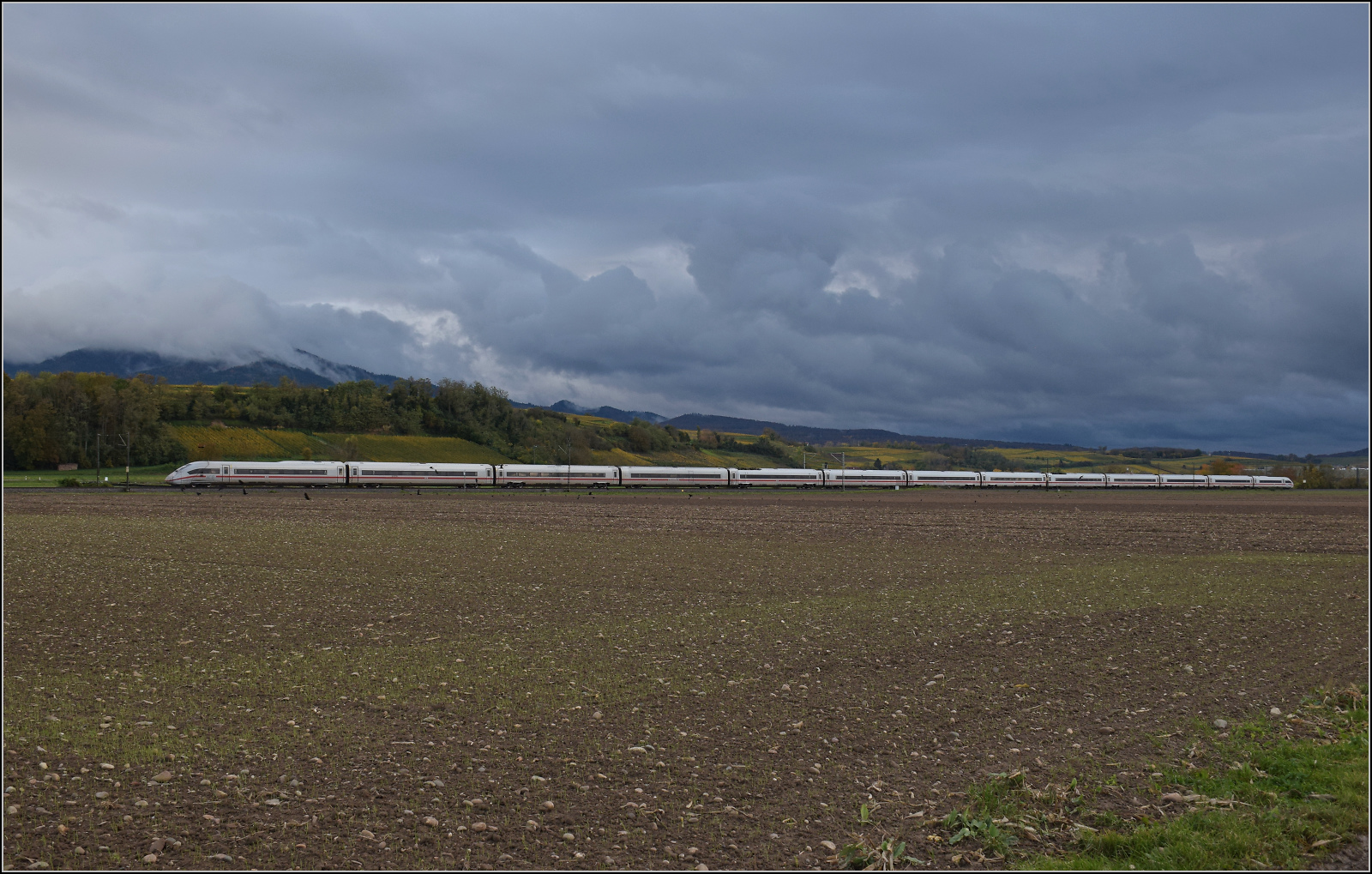 ICE 9280, '412 080' bei Hügelheim. Oktober 2025.