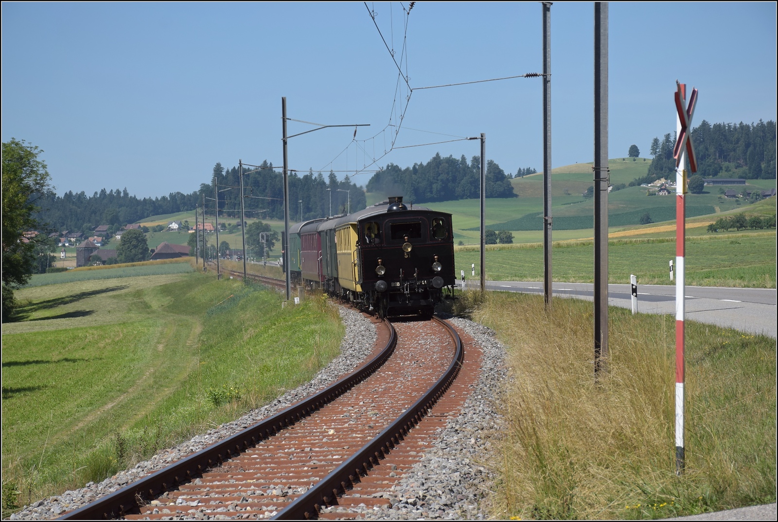 Öffentlicher Fahrtag auf der Emmentalbahn. 

BSB Ed 3/4 51 in Mussachen. Juli 2023.