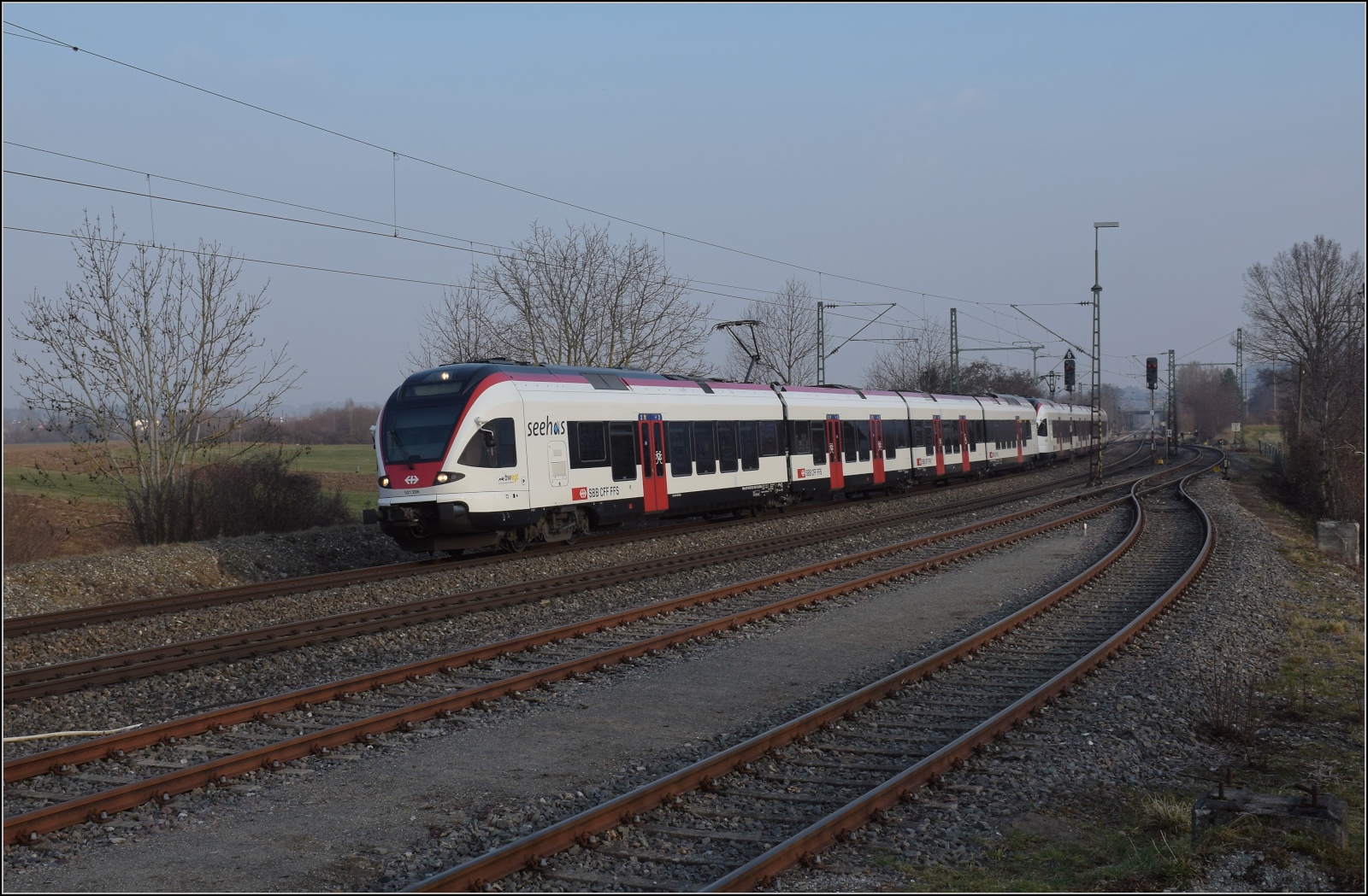 RABe 521 206 und RABe 521 206 in Welschingen. März 2023.