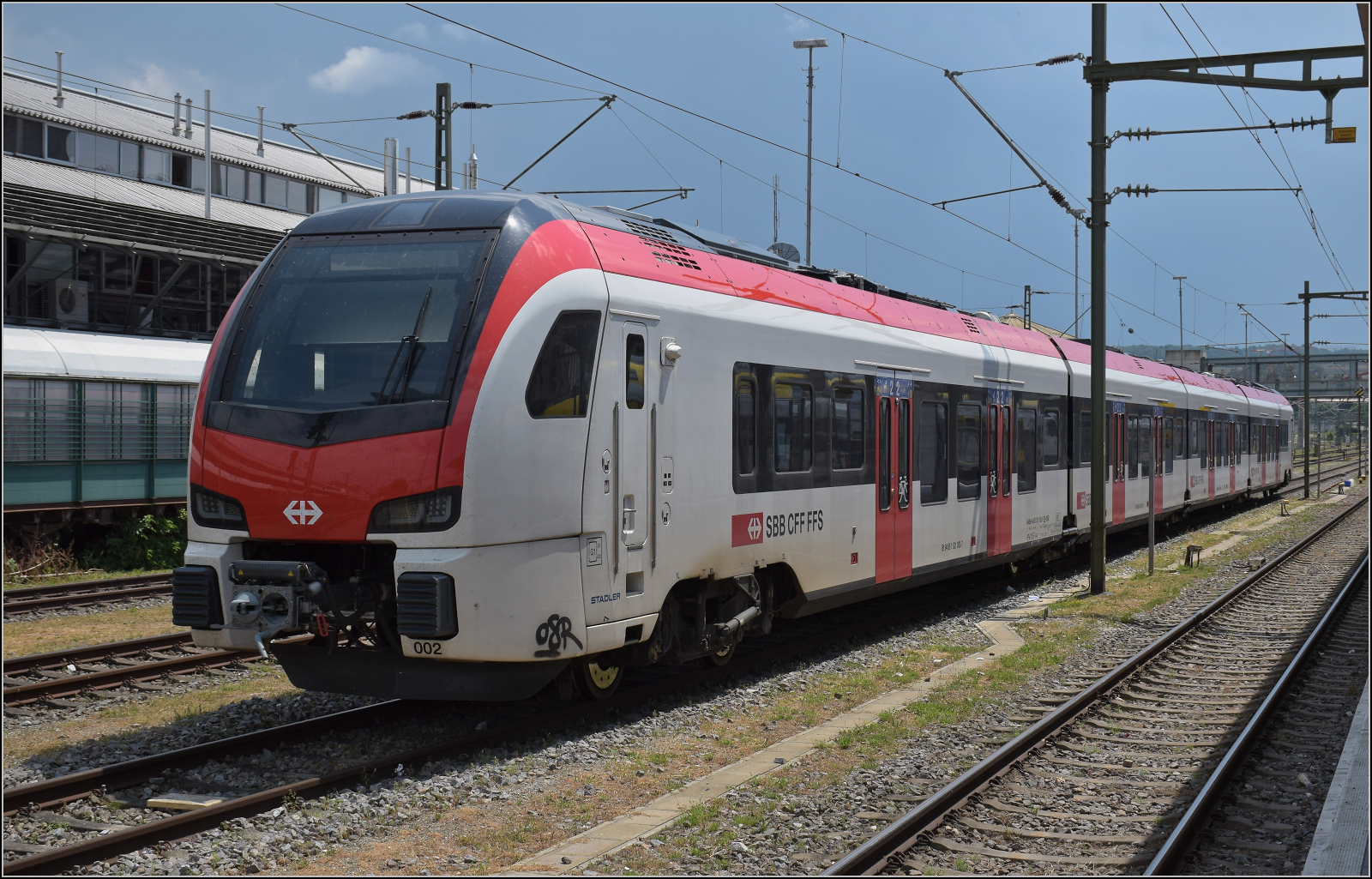 RABe 531 002 war offenbar am Dienstag von Tests aus Richtung Mnchen zurckgekommen und fuhr erst am Freitag weiter. Konstanz, Juli 2025.