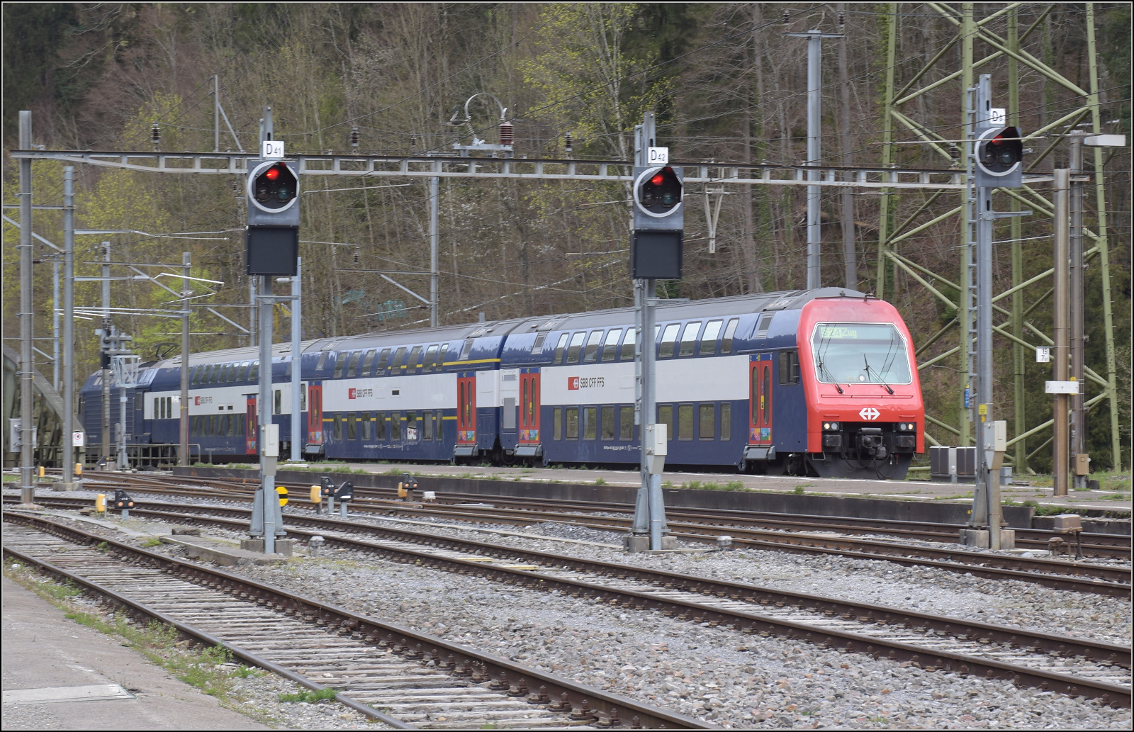 Während die Ostereier gesucht werden...

S-Bahn mit Re 450 002 in Sihlbrugg. März 2024.