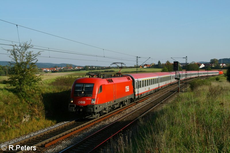 1116 018-5 zieht ein EC nach Dortmund bei Lohhof. 21.09.07