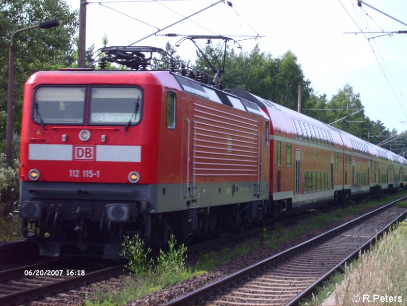 112 115-1 mit den RE1 Eisenhttenstadt bei ex HP Vogelsang. 20.06.07