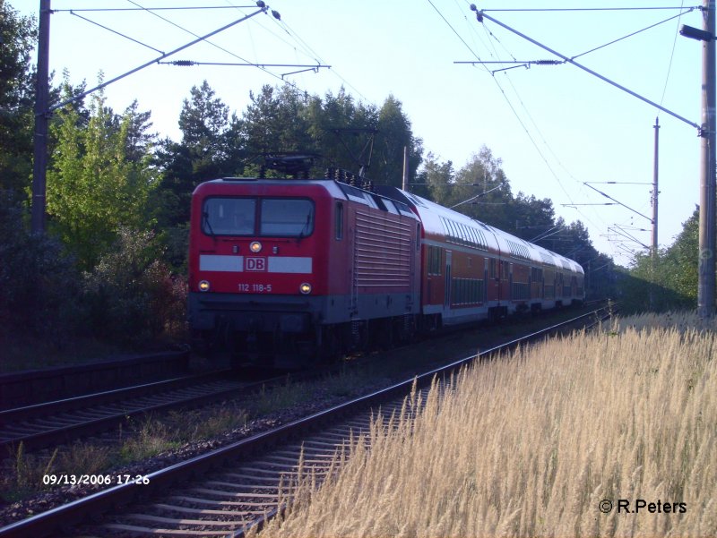 112 118-5 erreicht in wenigen Minuten Eisenhttenstadt mit dem RE1. 13.09.06